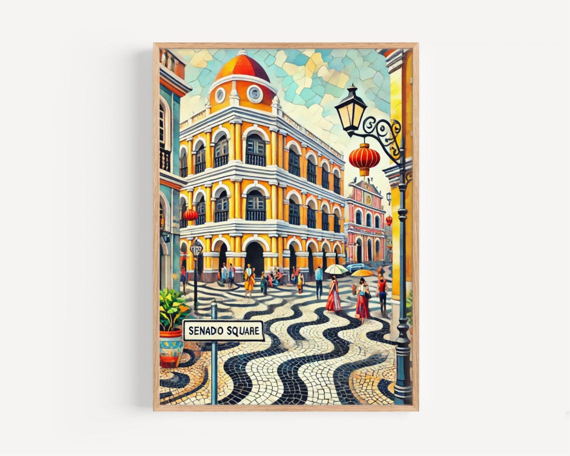 Senado Square Macau Portuguese Colonial Quarter Street Poster