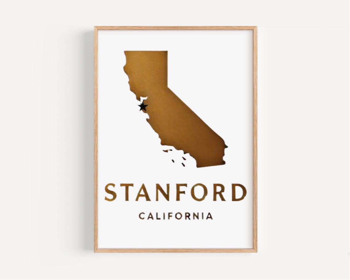 Stanford California State Map Minimalist University Wall Art