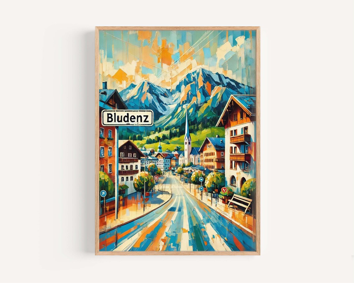 Bludenz Austria Travel Poster, European Home Decor