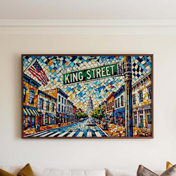 Alexandria King Street Travel Poster, Virginia Cityscape
