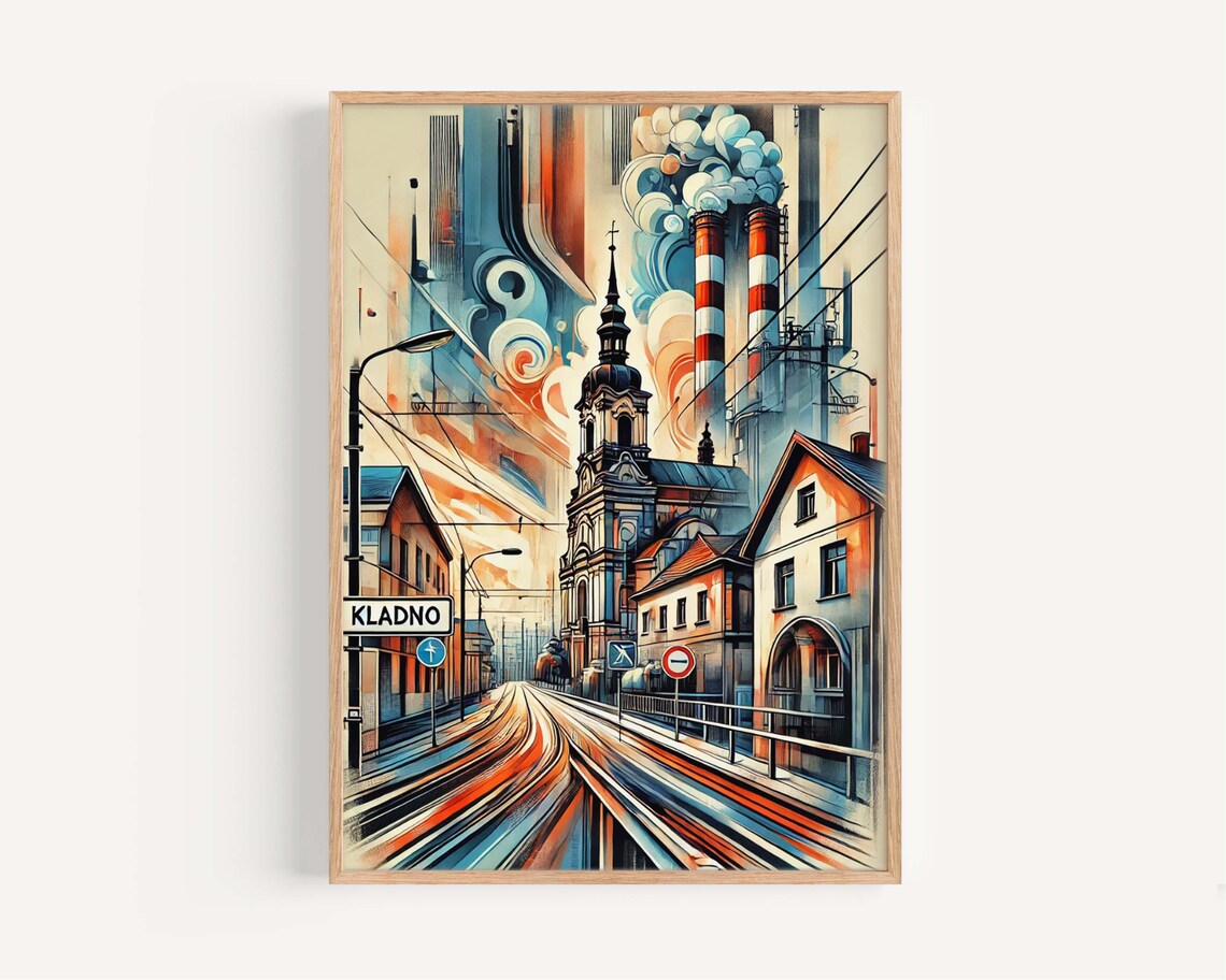 Kladno Czech Republic Industrial City Street Art Travel Poster