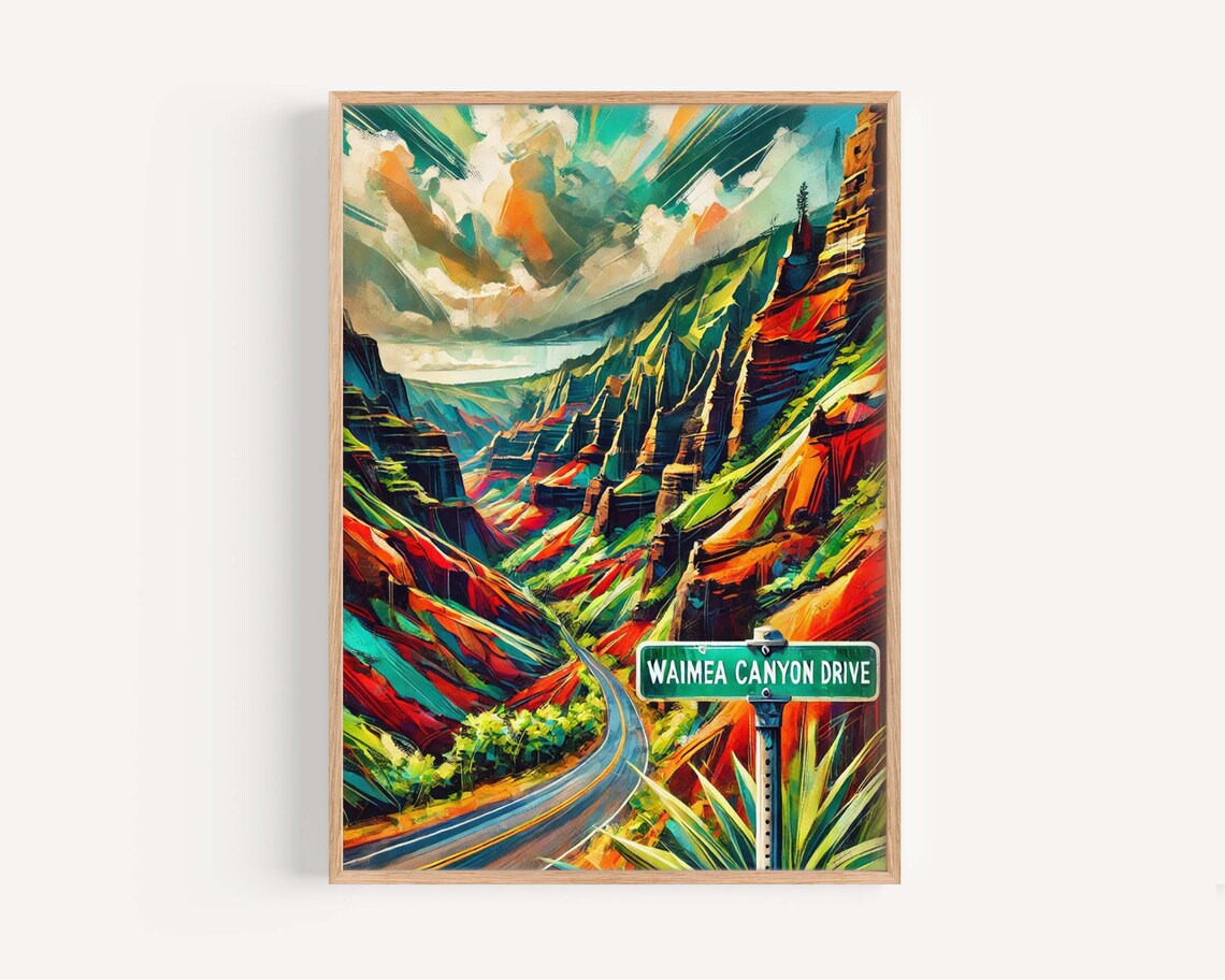 Waimea Canyon Drive Colorful Abstract Kauai Hawaii Landscape Poster