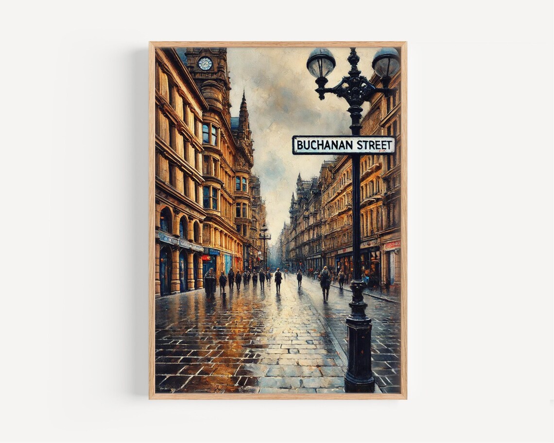 Buchanan St Glasgow Travel Poster, Scotland Decor