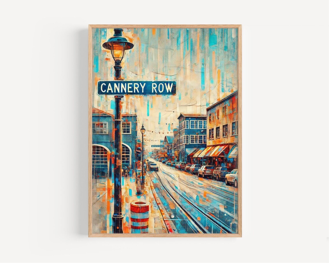 New Monterey Cannery Row Travel Poster, Coastal Decor