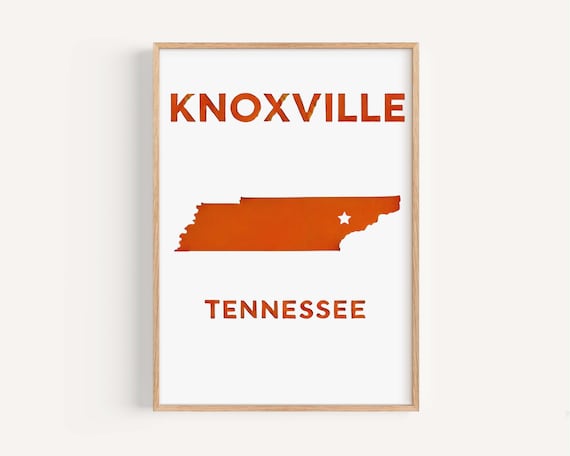 Knoxville Tennessee Orange State Shape Minimalist Map Poster