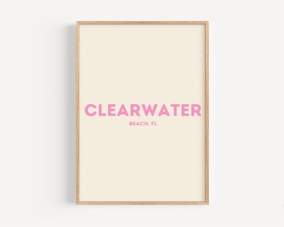 Clearwater Beach Florida Pink Bold Typography Minimalist Poster