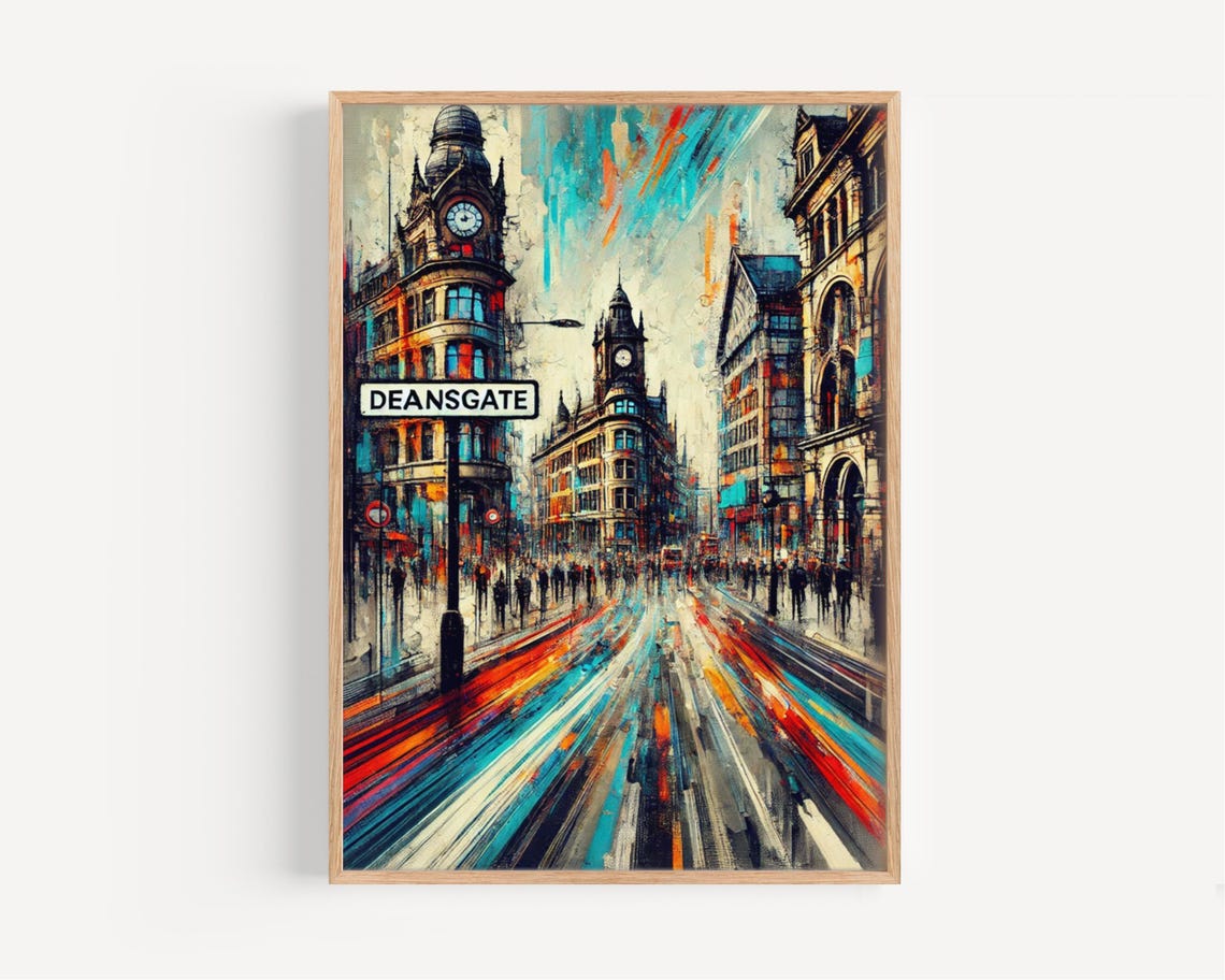 Deansgate Manchester Historic Victorian Cityscape Painterly Poster