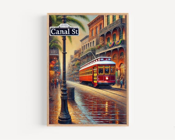 Canal Street New Orleans Print Vibrant Louisiana Cityscape Art
