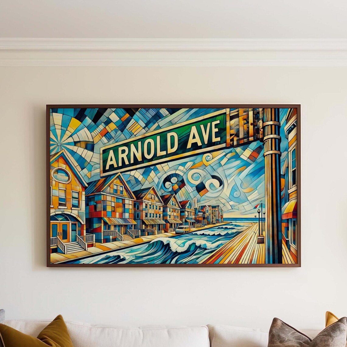 Arnold Ave Boardwalk Stained Glass Style Beach Street Art Poster
