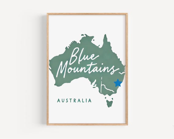 Blue Mountain Wall Art Print Australian Travel Home Decor College Dorm Gift Housewarming Present Scenic Artwork