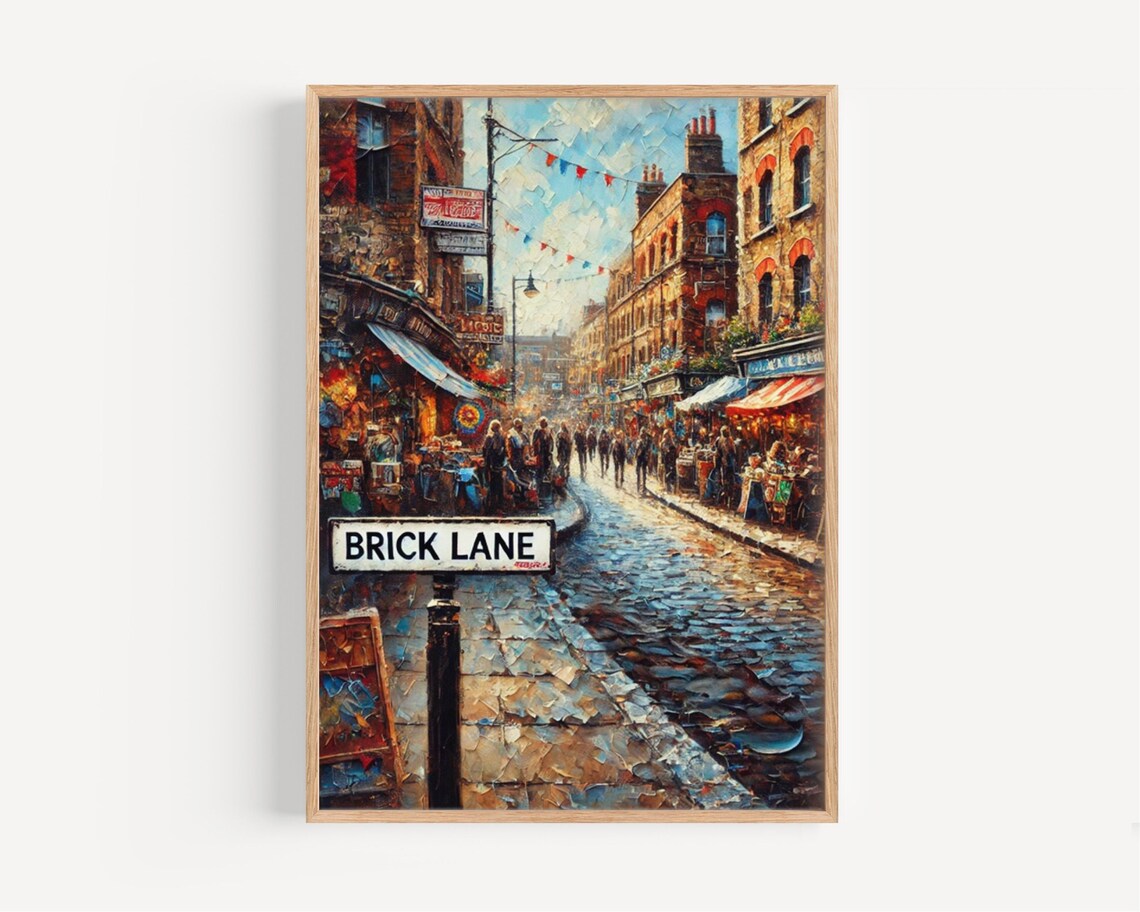 Vivid Brick Lane London Street Market Impressionist Travel Print