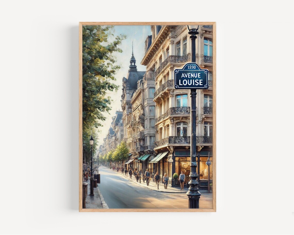Avenue Louise Brussels Street Sign European City Scene Poster