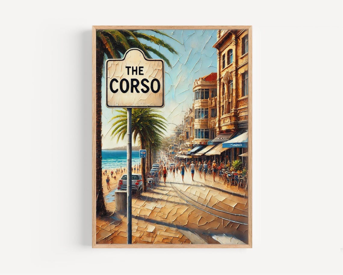 The Corso Manly Australia Travel Poster
