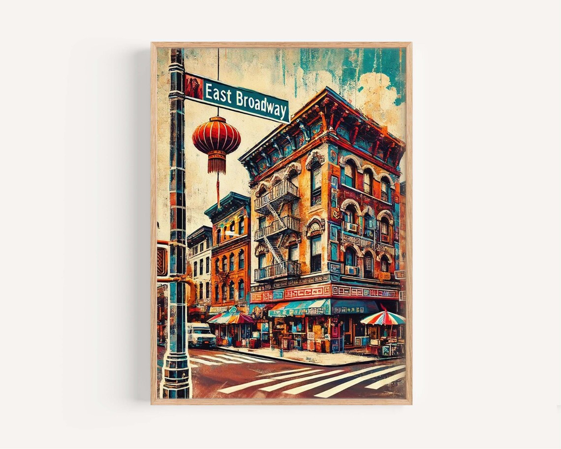 East Broadway New York City Chinatown Street Scene Art Poster