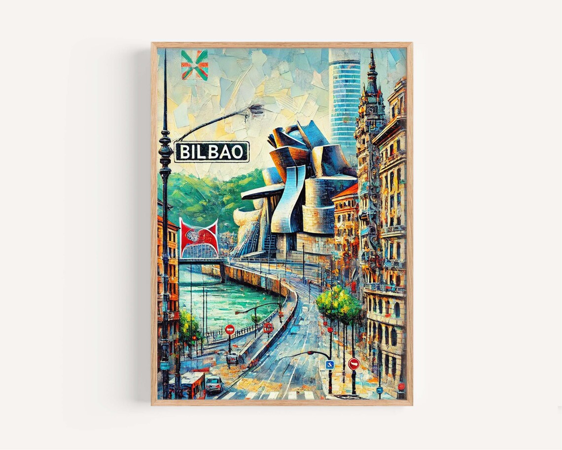 Bilbao Spain Vibrant City Travel Poster