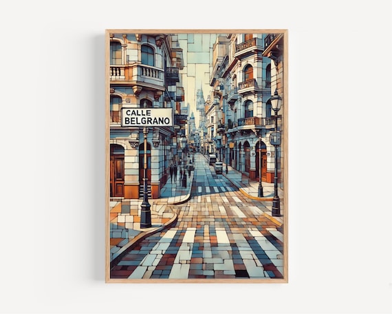 Calle Belgrano Buenos Aires Print Argentina Travel Poster Cityscape Wall Art