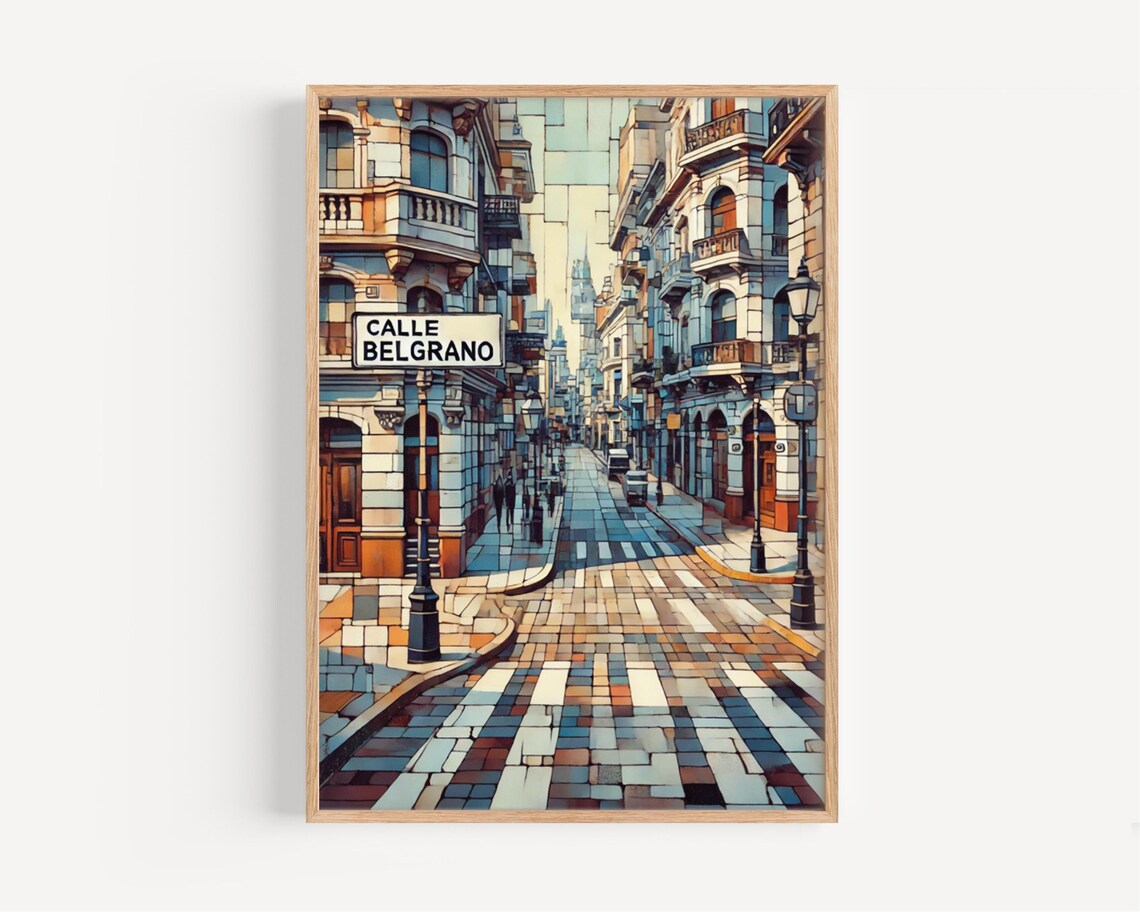 Calle Belgrano Buenos Aires Cobblestone Street Mosaic Art Poster