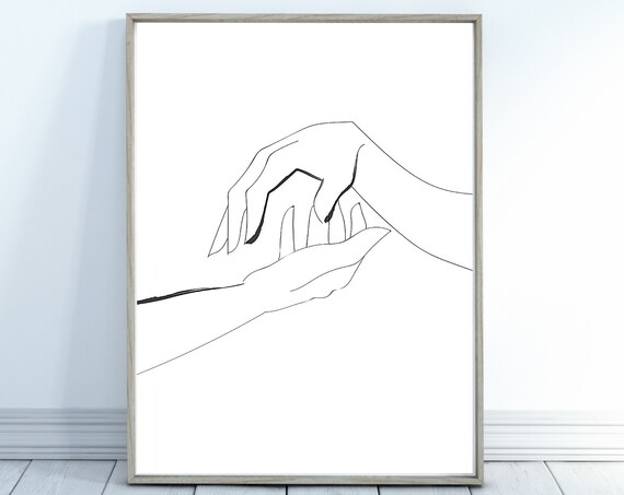 Hands Line Art Print Hands Line Art Home Decor Art Line Art Wall Art Line Art Print Print Line Drawing One Line Art