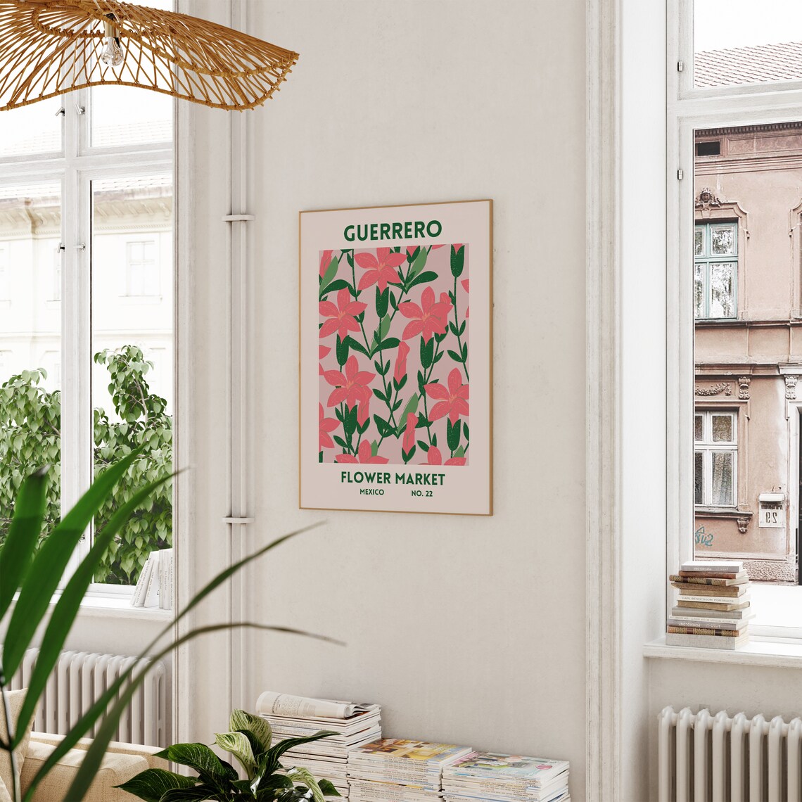 Guerrero Mexico Flower Market Pink Lily Blooms Botanical Art Print - Image 2