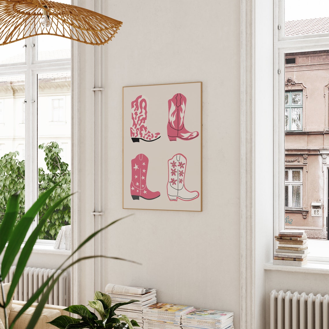 Pink Cowboy Boots Quartet Western Girly Boot Illustration Poster - Image 2
