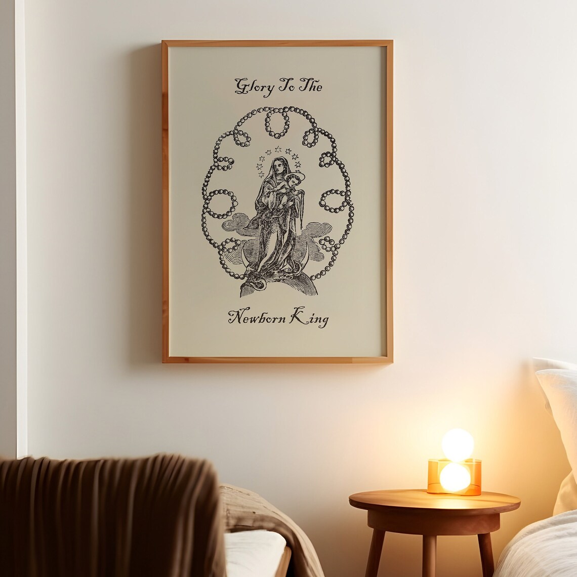Glory To The Newborn King Vintage Madonna Christmas Nativity Poster - Image 3