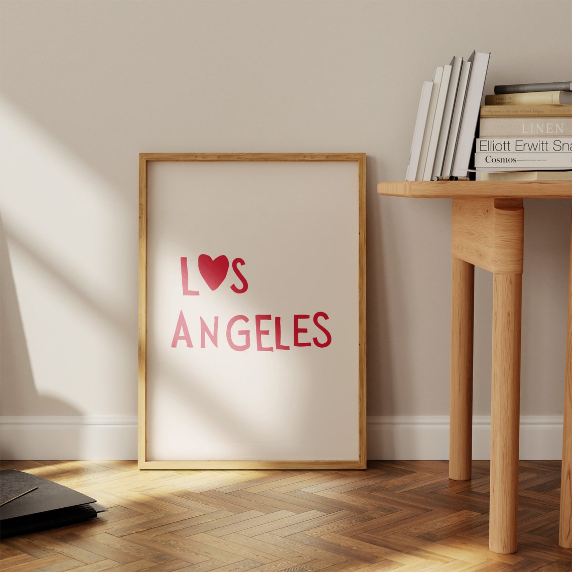 Los Angeles Red Heart Lettering Minimalist California Poster - Image 3