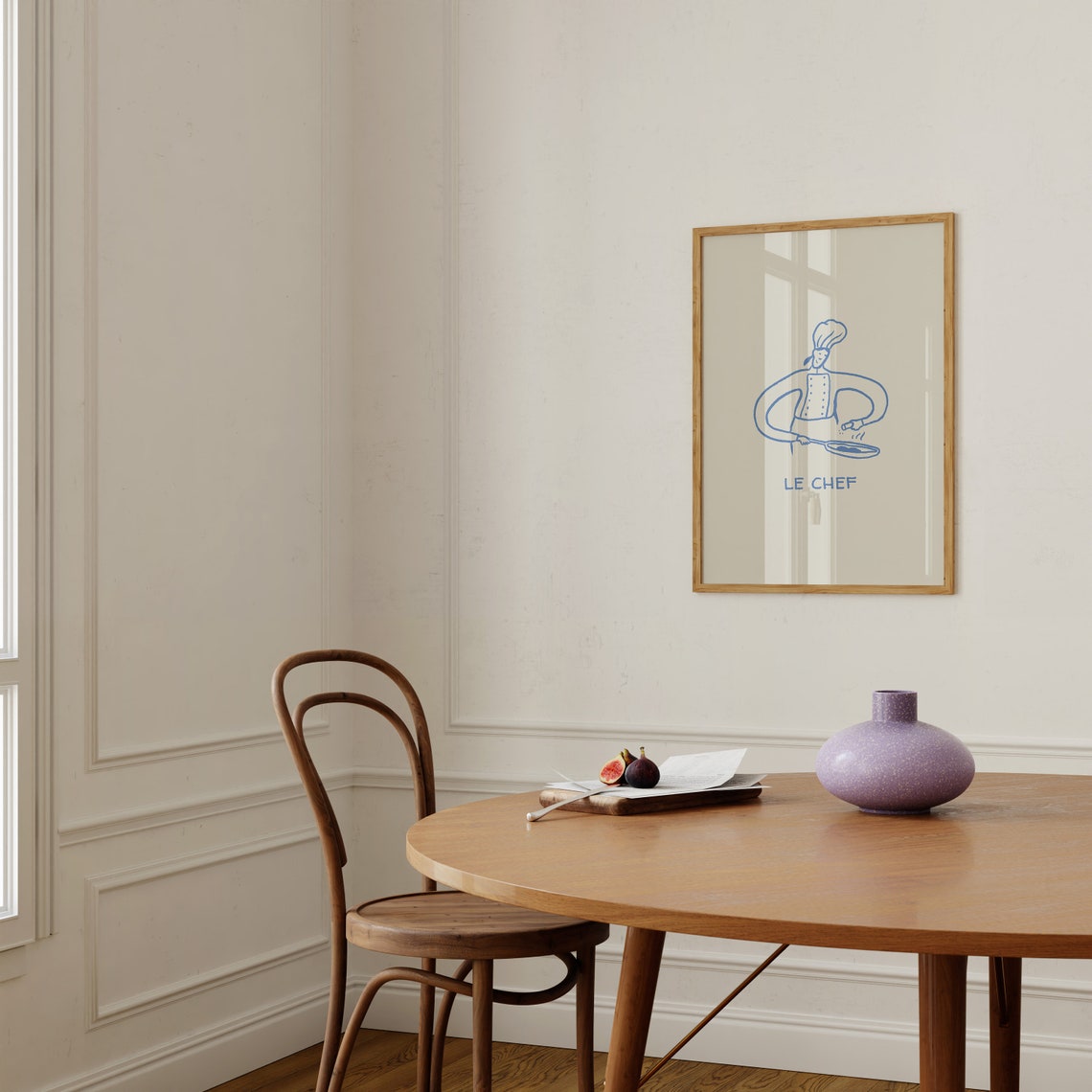 Le Chef French Chef Minimalist Blue Line Art Kitchen Decor Poster - Image 2