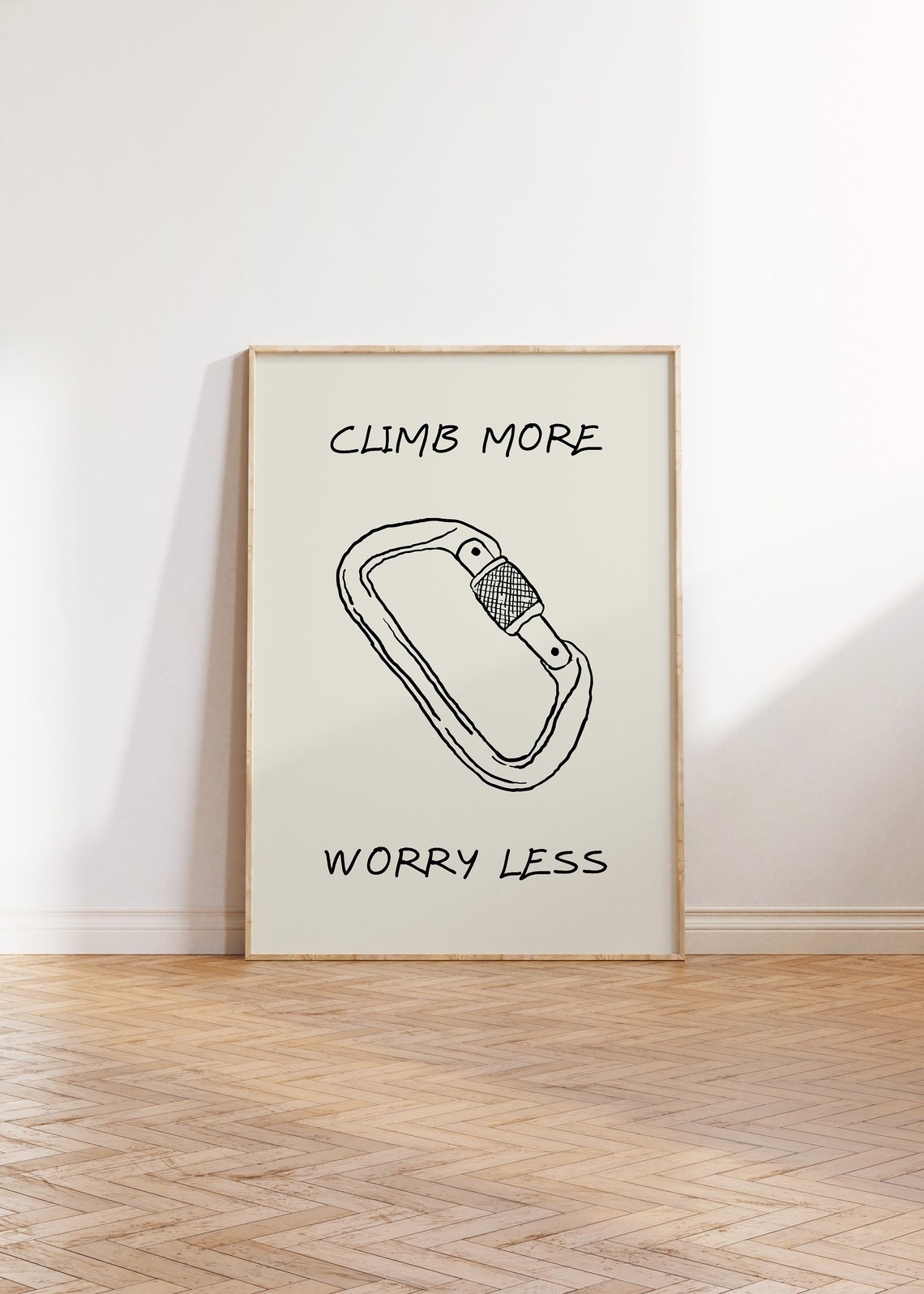 Climb More Worry Less Carabiner Minimalist Climber Quote Poster - Image 4