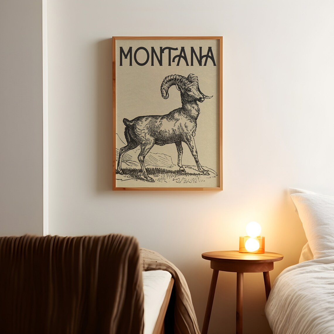 Montana Bighorn Sheep Vintage Engraving Western State Art Poster - Image 2