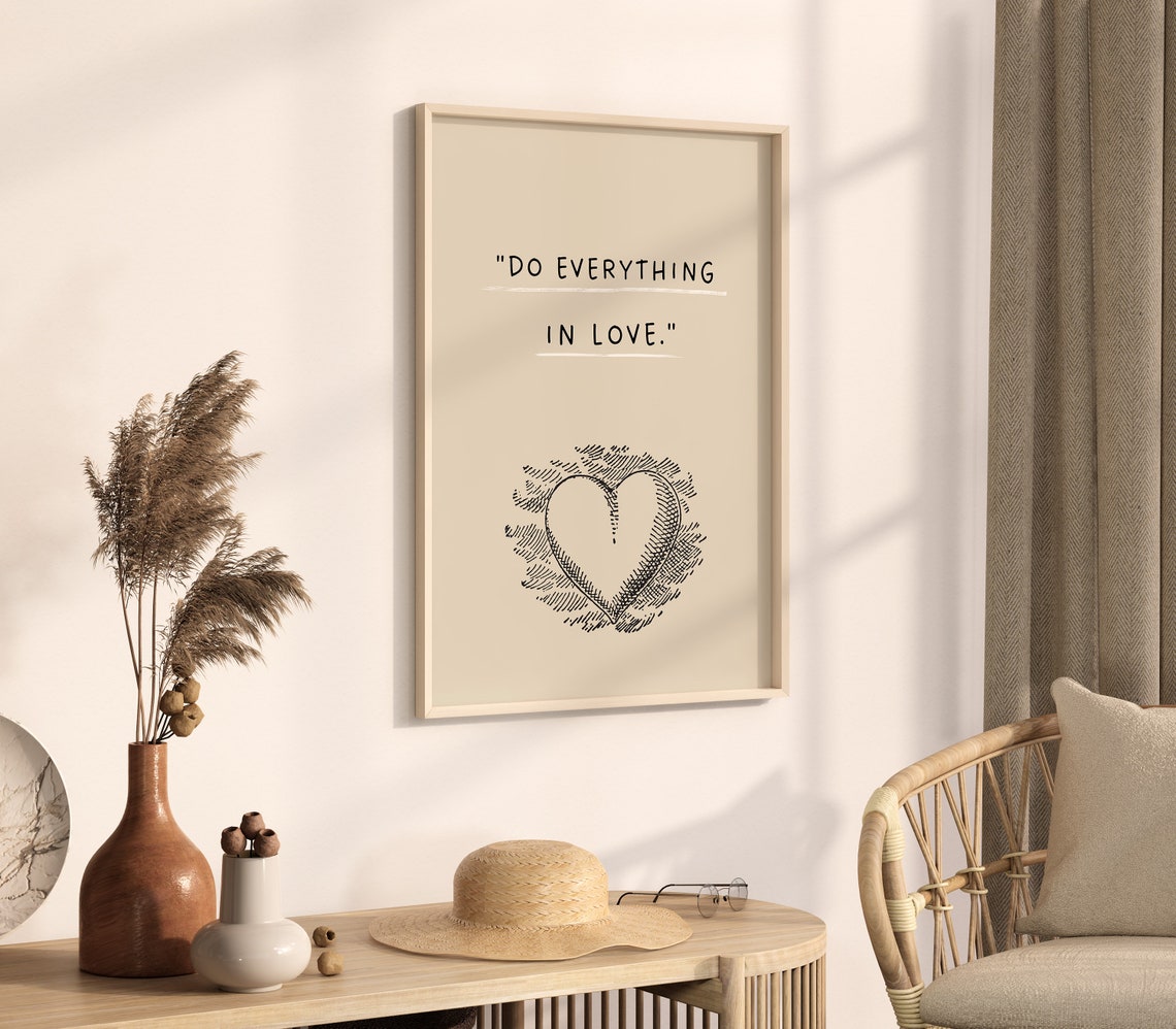 Do Everything In Love Tender Handwritten Heart Quote Art Poster - Image 2
