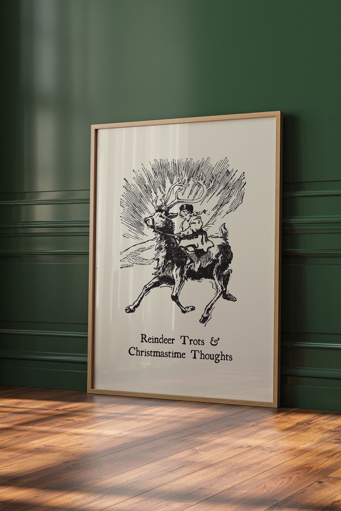 Reindeer Trots And Christmastime Thoughts Vintage Christmas Poster - Image 3