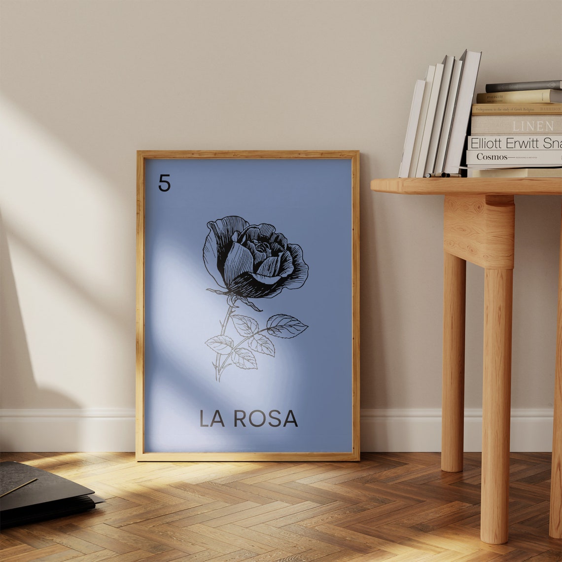 La Rosa Mexican Loteria Vintage Engraved Rose Botanical Poster - Image 2
