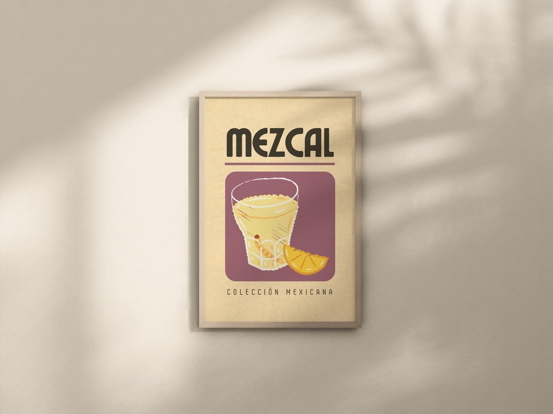 Mezcal Retro Cocktail Glass Art Colección Mexicana Drink Poster - Image 2