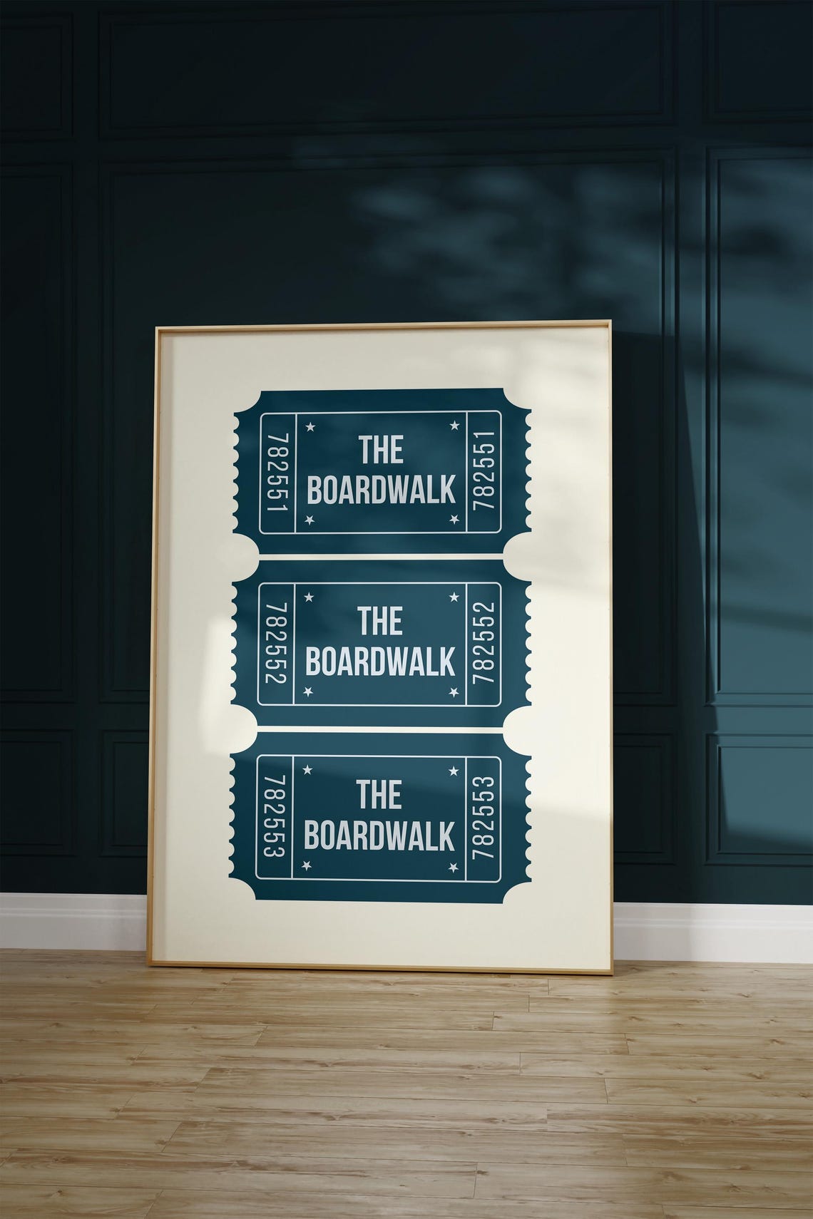 The Boardwalk Teal Ticket Stub Trio Coastal Beach Decor Poster - Image 3