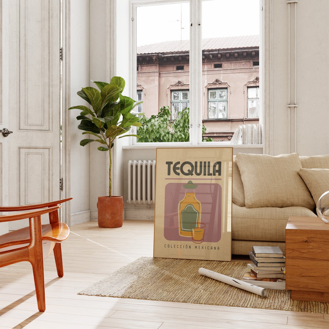 Tequila Colección Mexicana Retro Bottle And Shot Illustration Print - Image 3