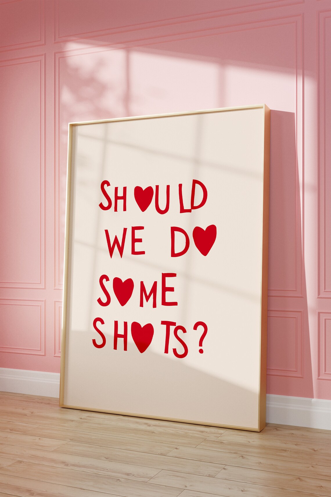 Should We Do Some Shots Red Heart Lettering Bar Cart Decor Poster - Image 2