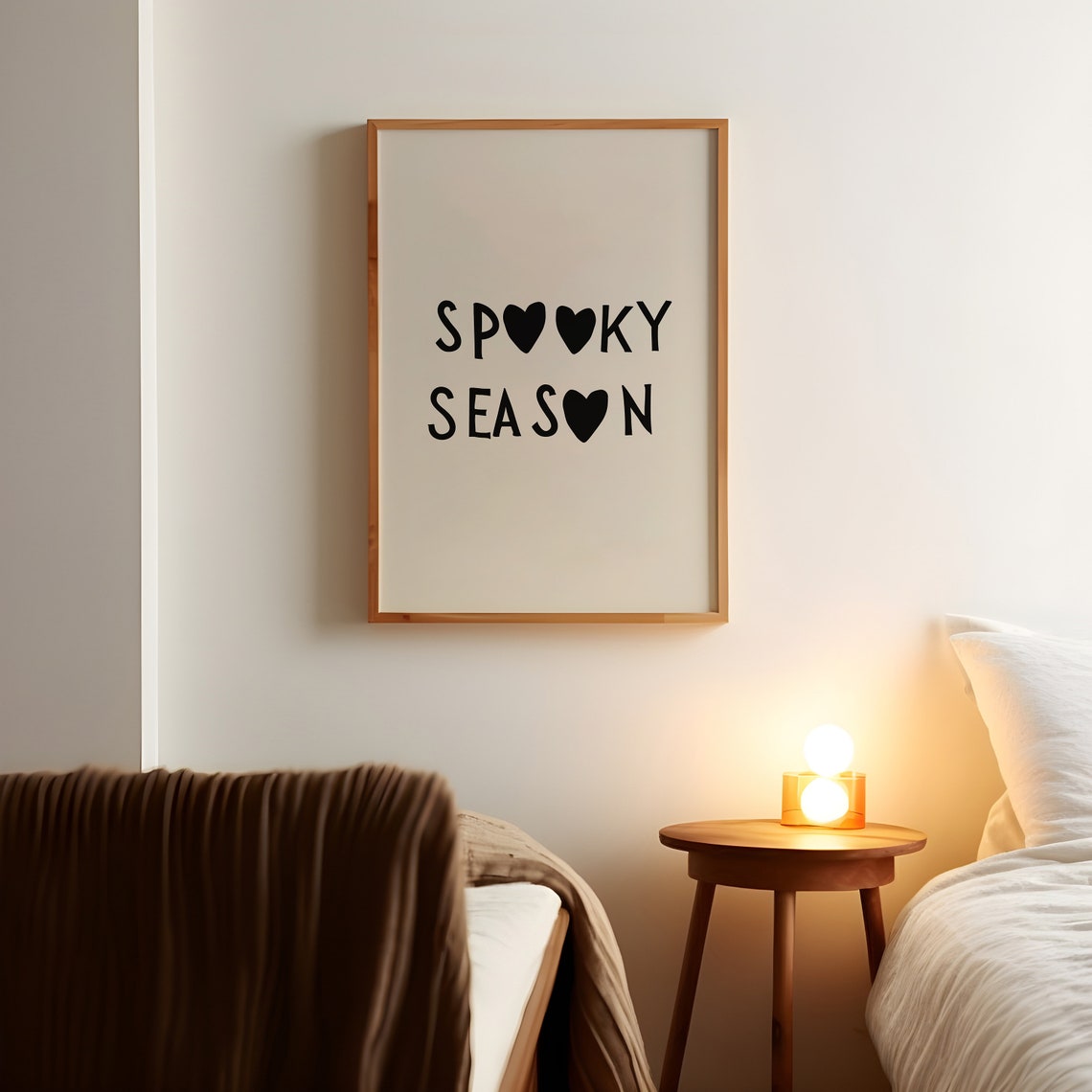 Spooky Season Black Heart Hand Lettered Cute Halloween Fall Wall Art - Image 4