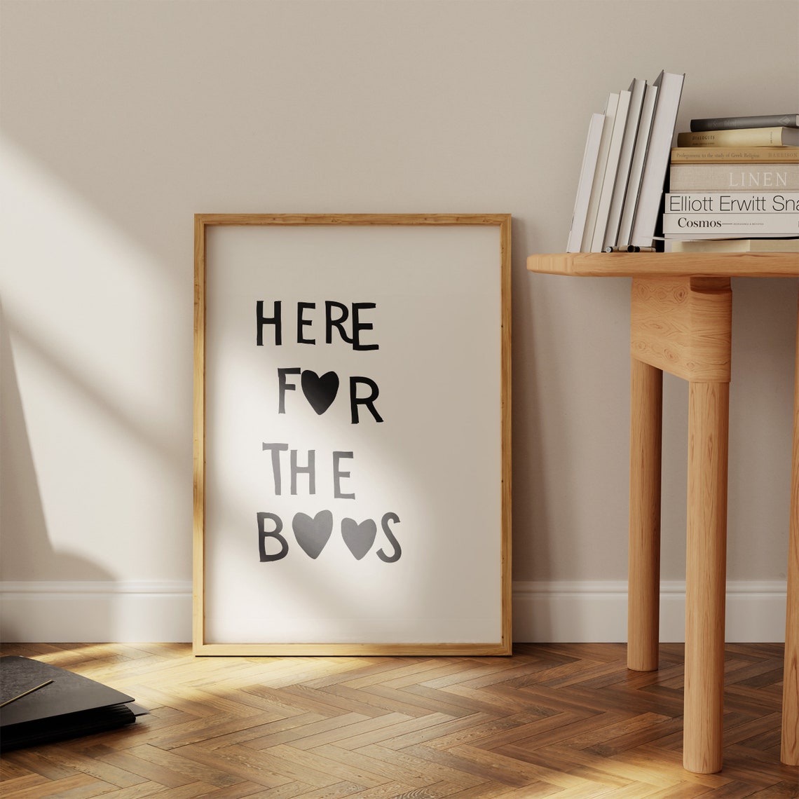 Here for the Boos Black Heart Hand Lettered Funny Halloween Wall Art - Image 2