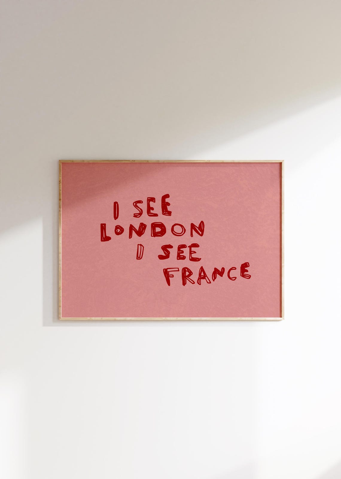 I See London I See France Cheeky Rhyme Pink Bathroom Typography Poster