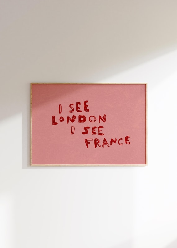 I See London I See France Cheeky Rhyme Pink Bathroom Typography Poster