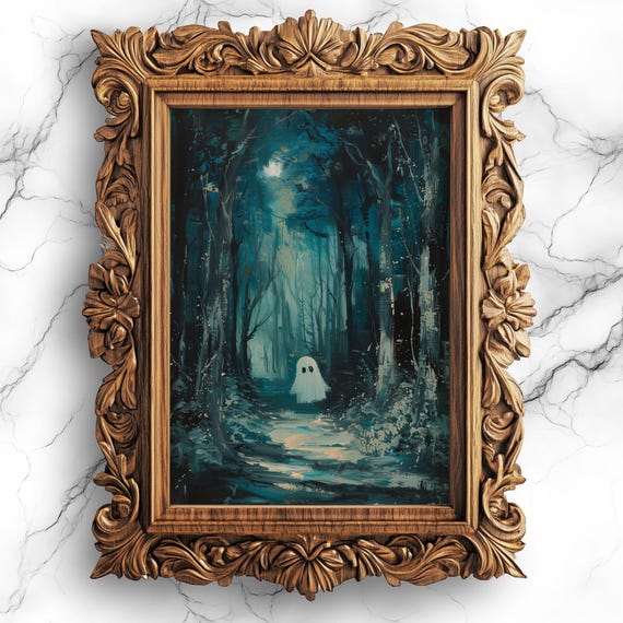 Baby In Dark Forest Adorable Spooky Oil Painting Home Wall Decor Bbg2