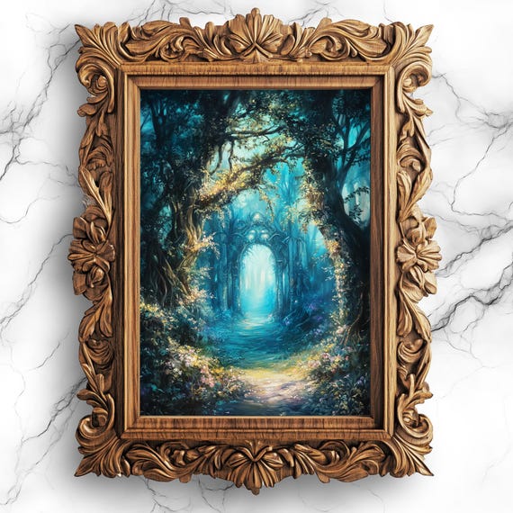 Enchanted Forest Wall Art Dark Fantasy Whimsigoth Decor Mystical Oil Painting Academia Sce98