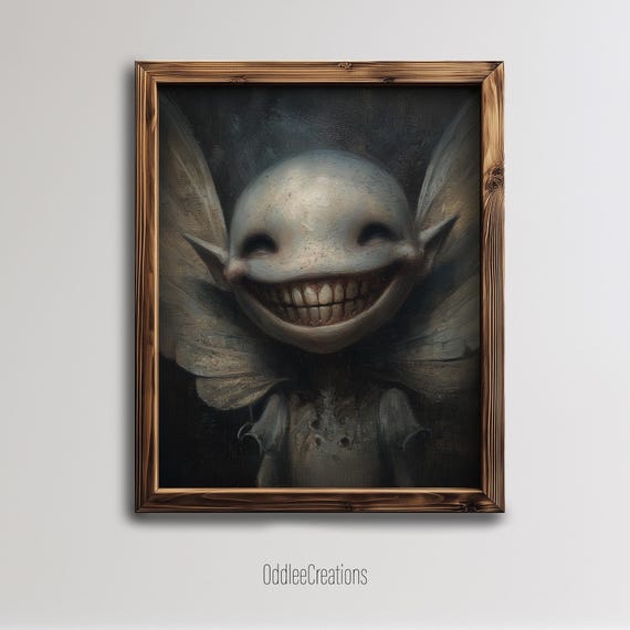 Tooth Fairy Dark Fantasy Wall Art Creepy Gothic Portrait Spooky Horror Painting Macabre Decor Prt109