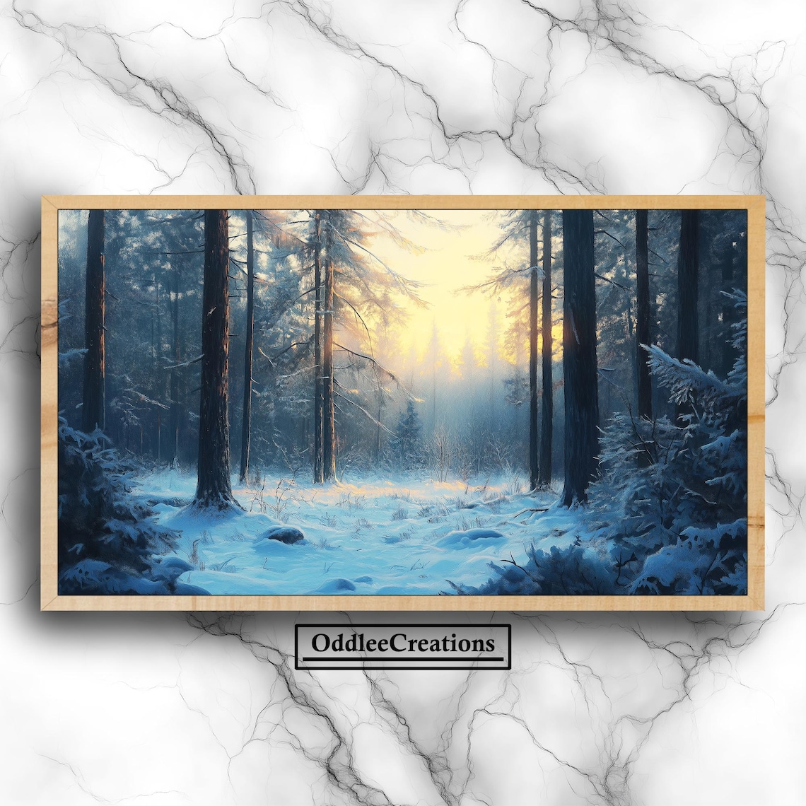 Vintage Winter Forest Oil Painting, Gothic Landscape Art