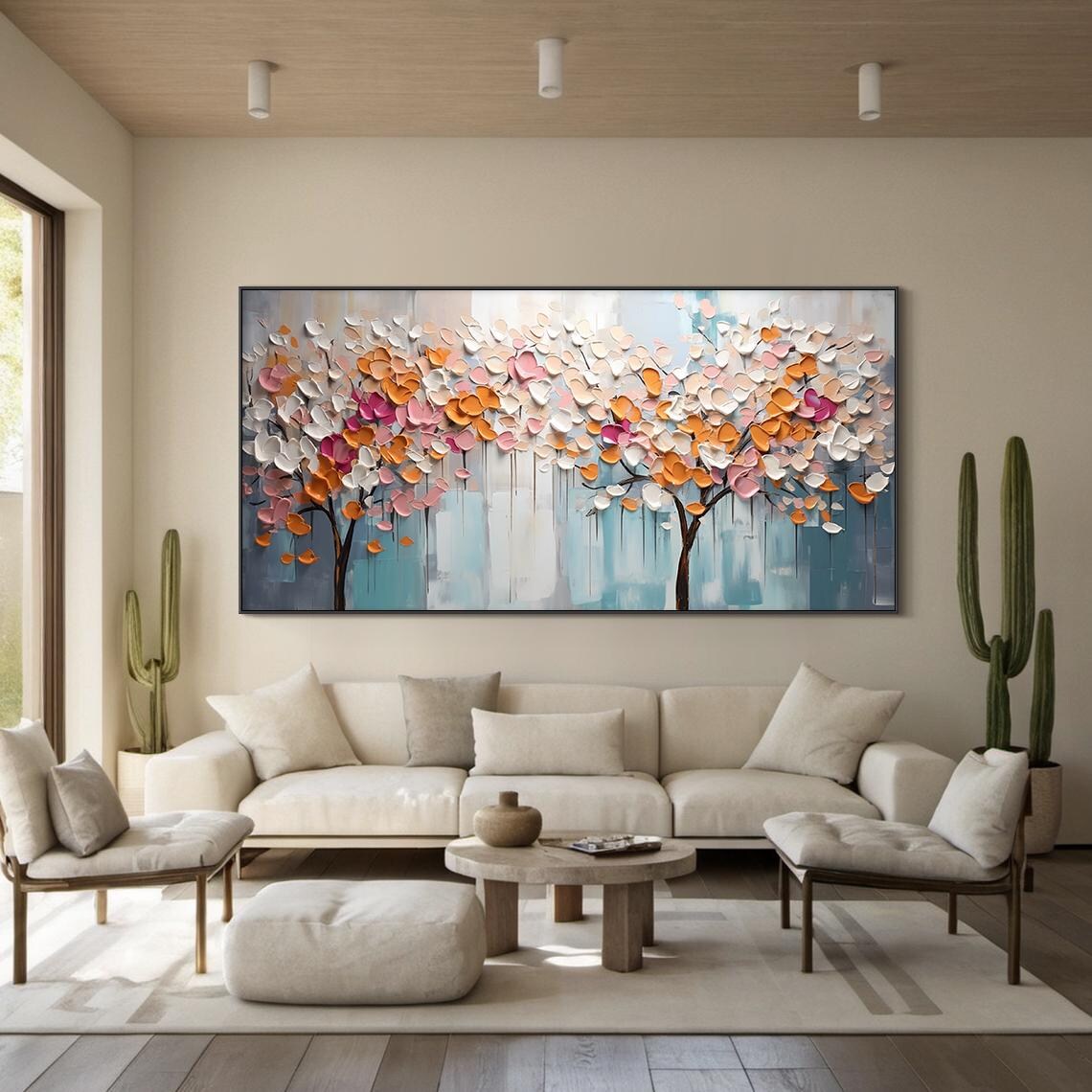 Colorful Tree Of Life Landscape Oil Painting Art Print - Image 3