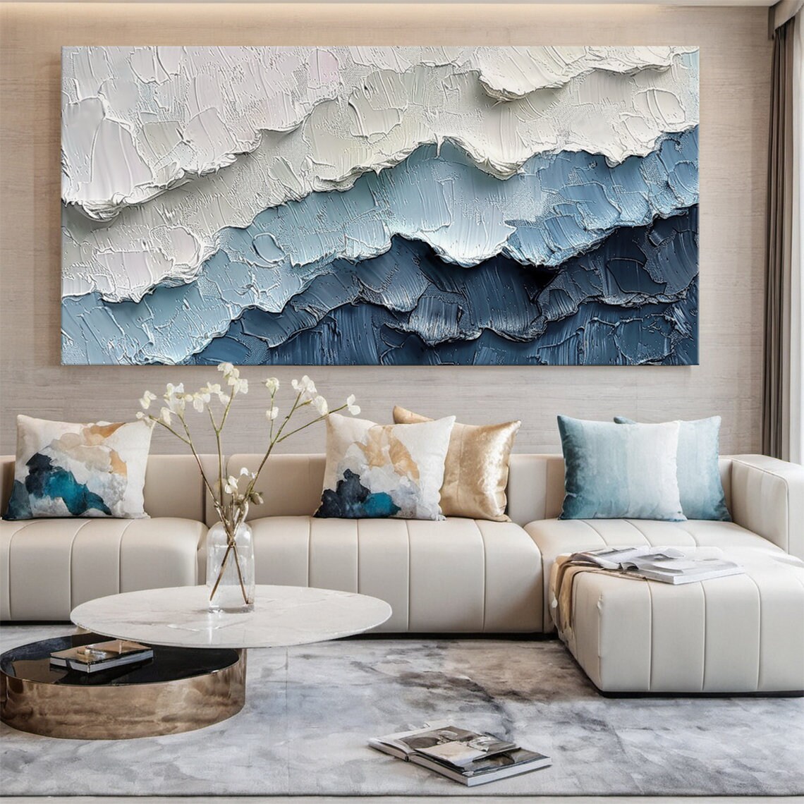 Seaside Abstract Oil Painting, Coastal Beach Art Print - Image 4