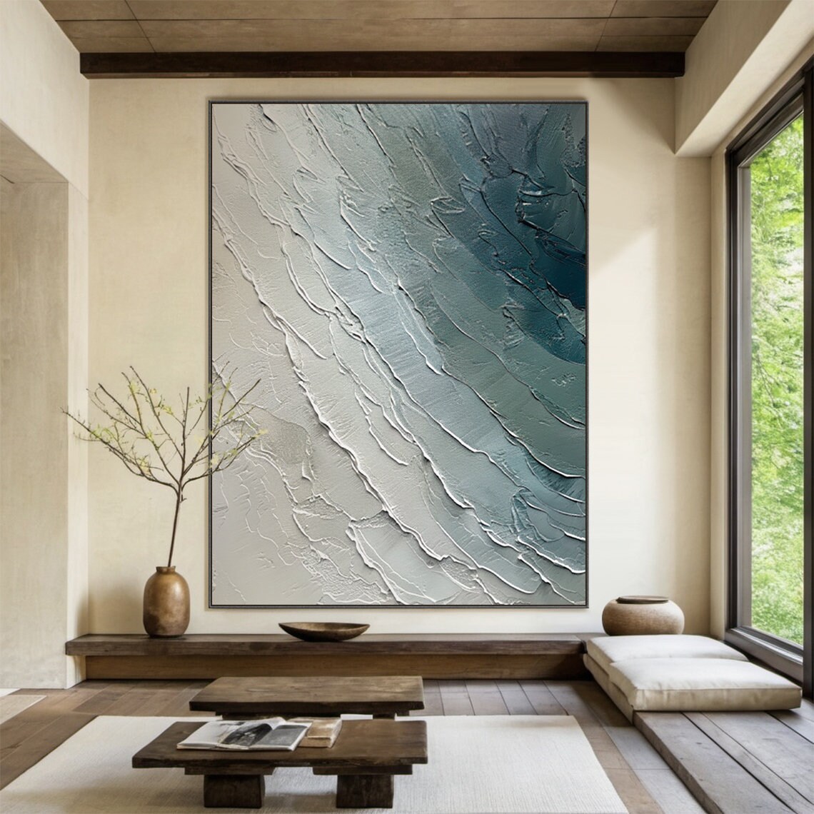 Ocean Waves Abstract Painting, Modern Beach Wall Art - Image 3
