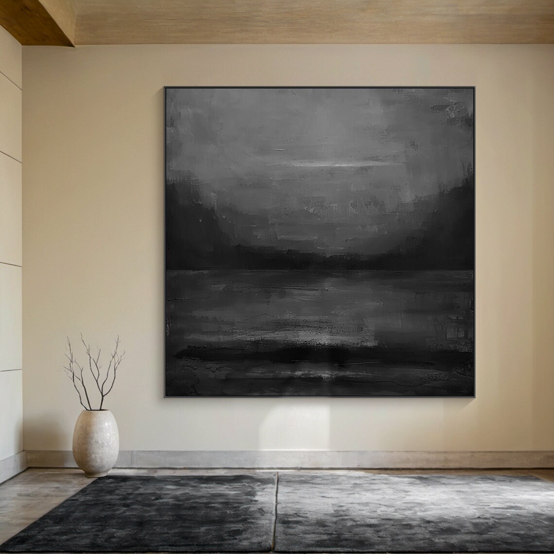 Black Minimalist Wabi Sabi Abstract Art Print - Image 3