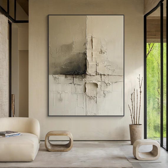 Brown Abstract Oil Painting Decorative Painting Beige Texture Wall Art Beige Abstract Art Modern Home Decoration
