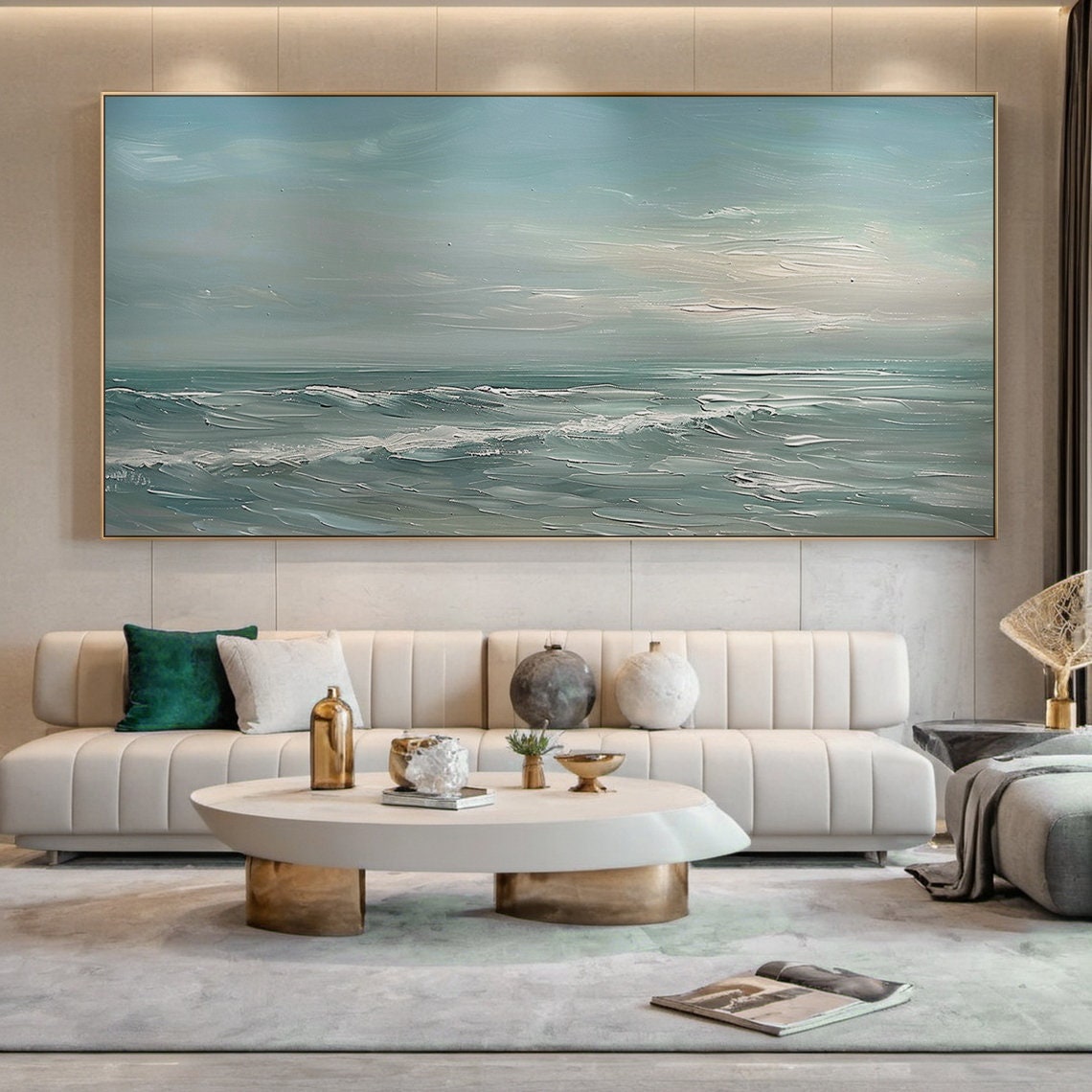 Calm Light Blue Ocean Waves Serene Seascape Minimalist Art Poster - Image 2